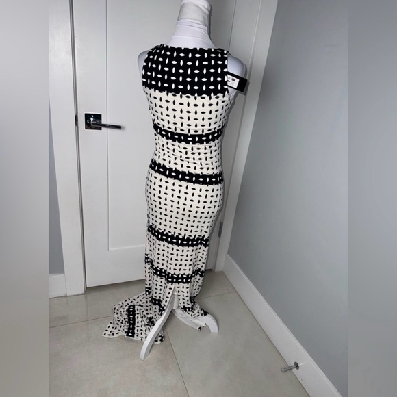 Adam Selman Black & Ivory Patterned Column Maxi Dress/Size 0 - Picture 5 of 10